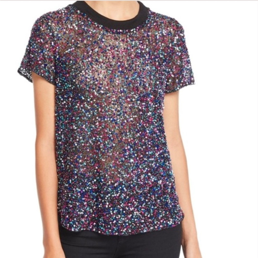 Parker Black and Multicolor Sequin Top